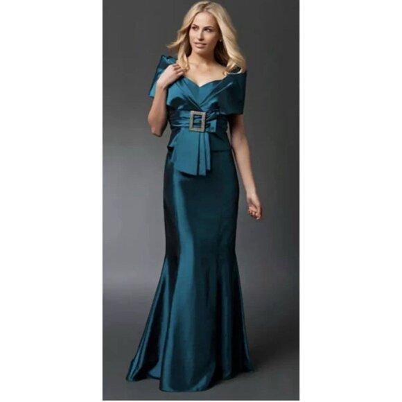 Daymor Couture Dress Set Womens Size 4 Off Shoulder Rhinestones Top And Skirt - Picture 2 of 14